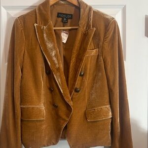 Rachel Zoe Velvet Double-Breasted Blazer in Warm Brown